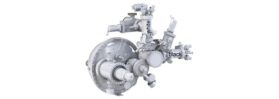 Rysunek 17. Model CAD hemisferycznego detektora  DA30L z układem filtrów spinowych 3D VLEED Ferrum.